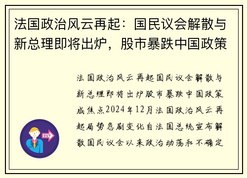 法国政治风云再起：国民议会解散与新总理即将出炉，股市暴跌中国政策成焦点