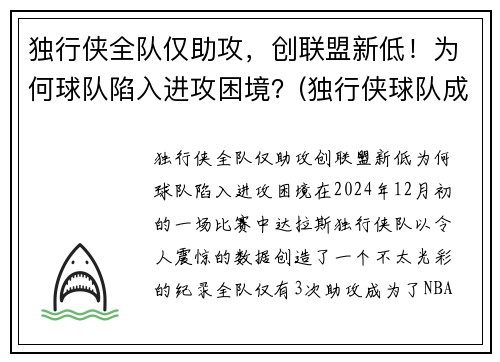 独行侠全队仅助攻，创联盟新低！为何球队陷入进攻困境？(独行侠球队成员)
