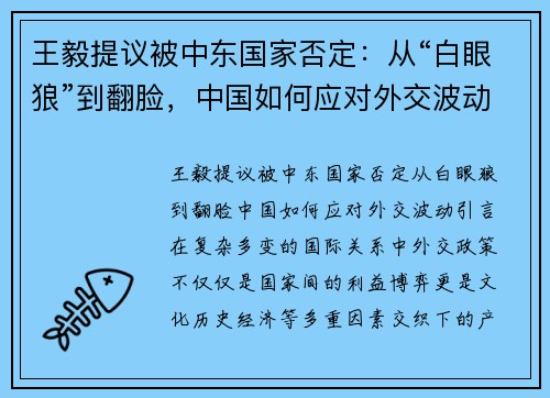 王毅提议被中东国家否定：从“白眼狼”到翻脸，中国如何应对外交波动