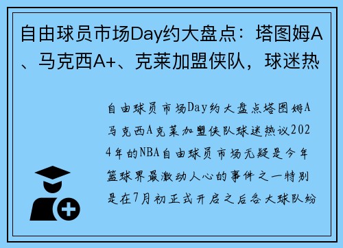 自由球员市场Day约大盘点：塔图姆A、马克西A+、克莱加盟侠队，球迷热议！